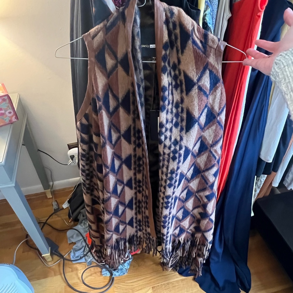 Anthropologie Tracy Reese Brown and Blue Patterned Vest